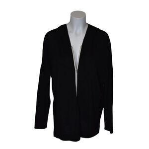 HIP T Shirt Hoodie Full Zip Side Slits Black Lightweight Jacket Womens Large